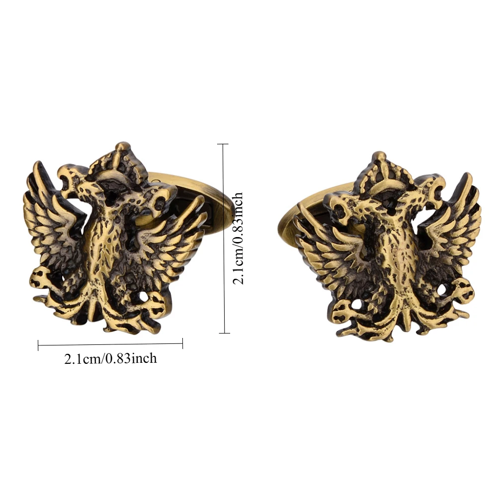 Retro Brass Double Ended Eagle Cufflinks Embossed Metal Sleeve Decoration Men's Business Dress Shirt Cuff Buckle Accessories