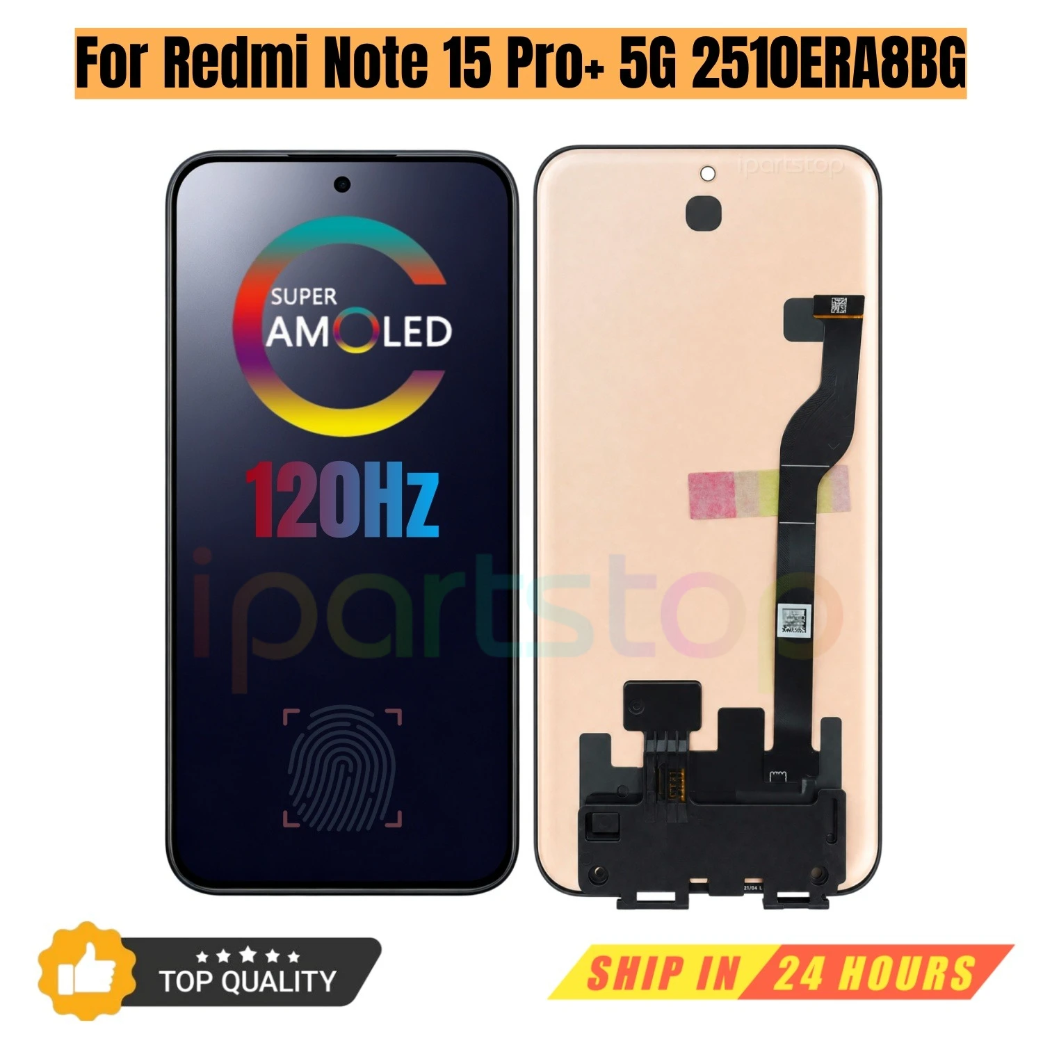 iParts Replacement New Display for Xiaomi Redmi Note 15 Pro+ 5G 2510ERA8BG 120Hz AMOLED Touch Screen with Frame Assembly OEM