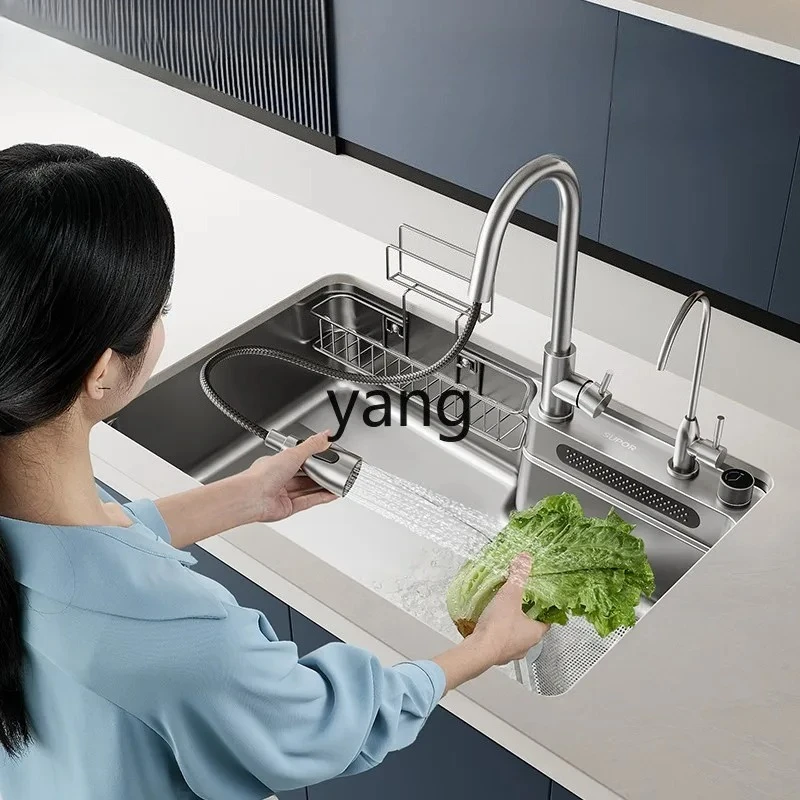 LTT Kitchen Sink Washing Basin Large Single Slot Stainless Steel Japanese Style Household Dishwashing Sink Undermount Basin