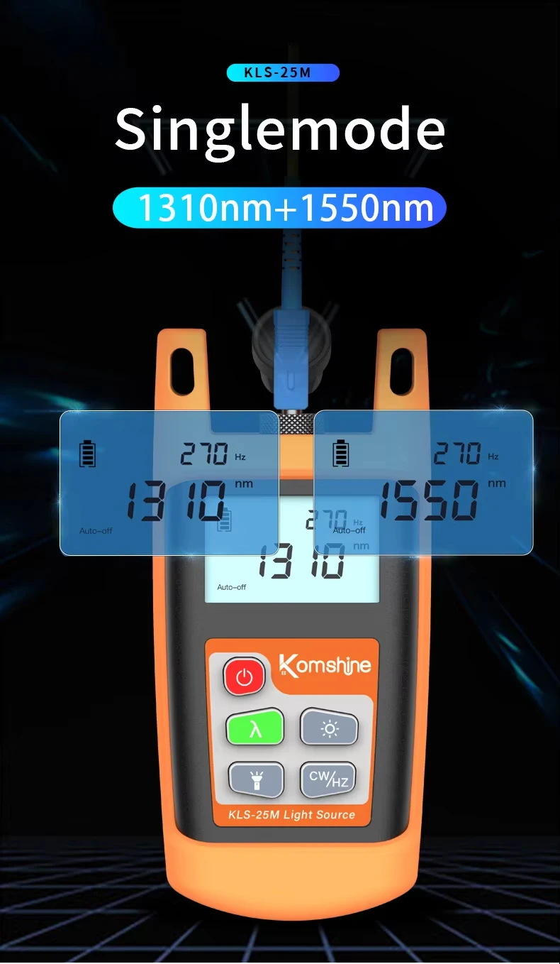 KLS-25M Optic Power Meter Fiber Optic Laser Source SM 850/1300nm SM 1310/1550nm Optical Light Source Tester LED Function