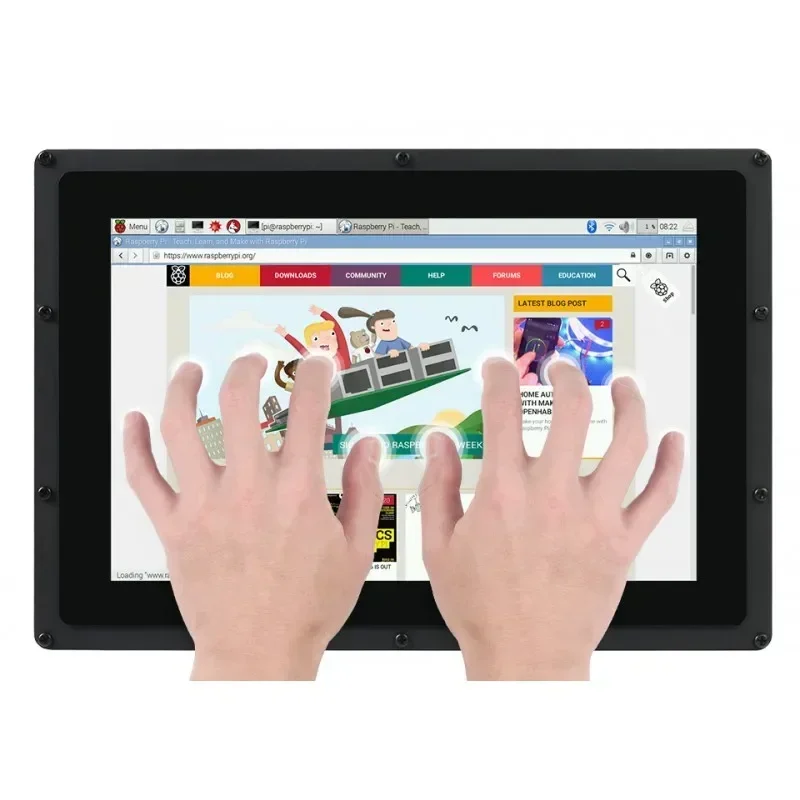 10.1-inch capacitive touch screen LCD display with housing and tempered glass cover 1280 * 800 HDMI IPS, compatible with Raspber