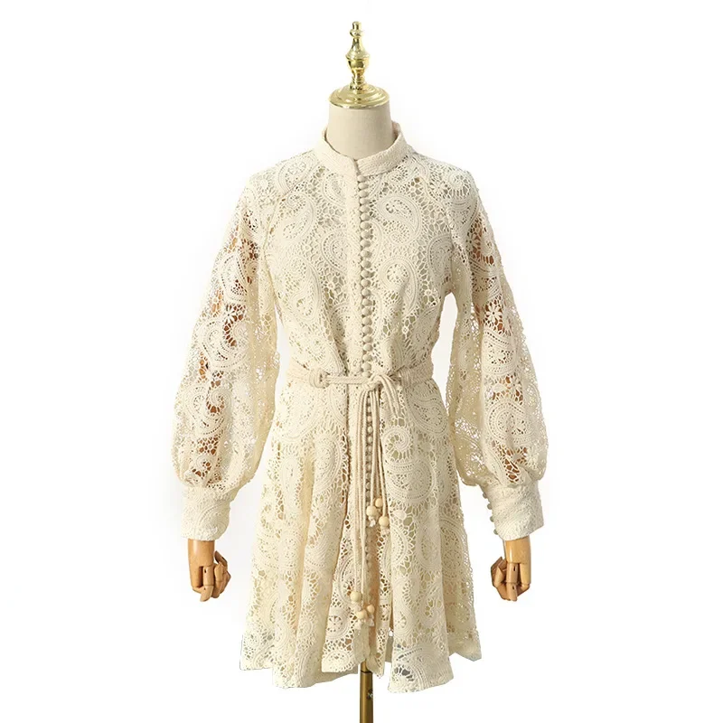 Bordado novo outono único breasted sólido senhora vestido completo uma linha presente do feriado da menina puff manga botão feminino meados de bezerro vestidos