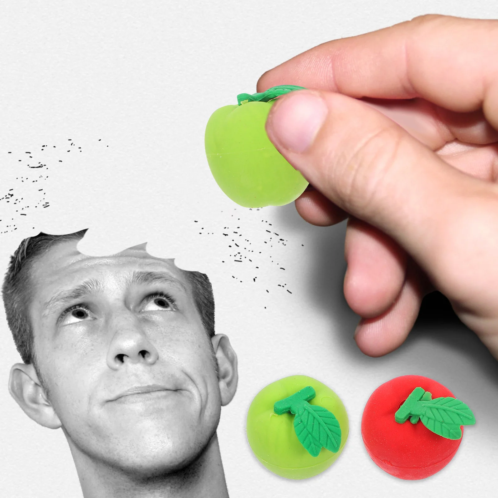 36 قطعة من محايات التفاح على شكل فاكهة واقعية، ملحقات مكافأة المدرسة الناعمة، جوائز الفصول الدراسية، لوازم القرطاسية المدرسية