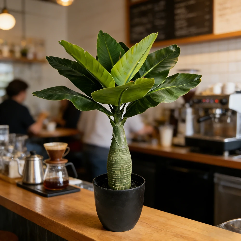 37/40cm Künstlicher Bananenbaum, künstliche Kokosbäume, tropische Palmblätter, Kunstpflanzen aus Plastik, künstliche Musa-Pflanzen für die Dekoration von Zuhause, Geschäft oder Büro.