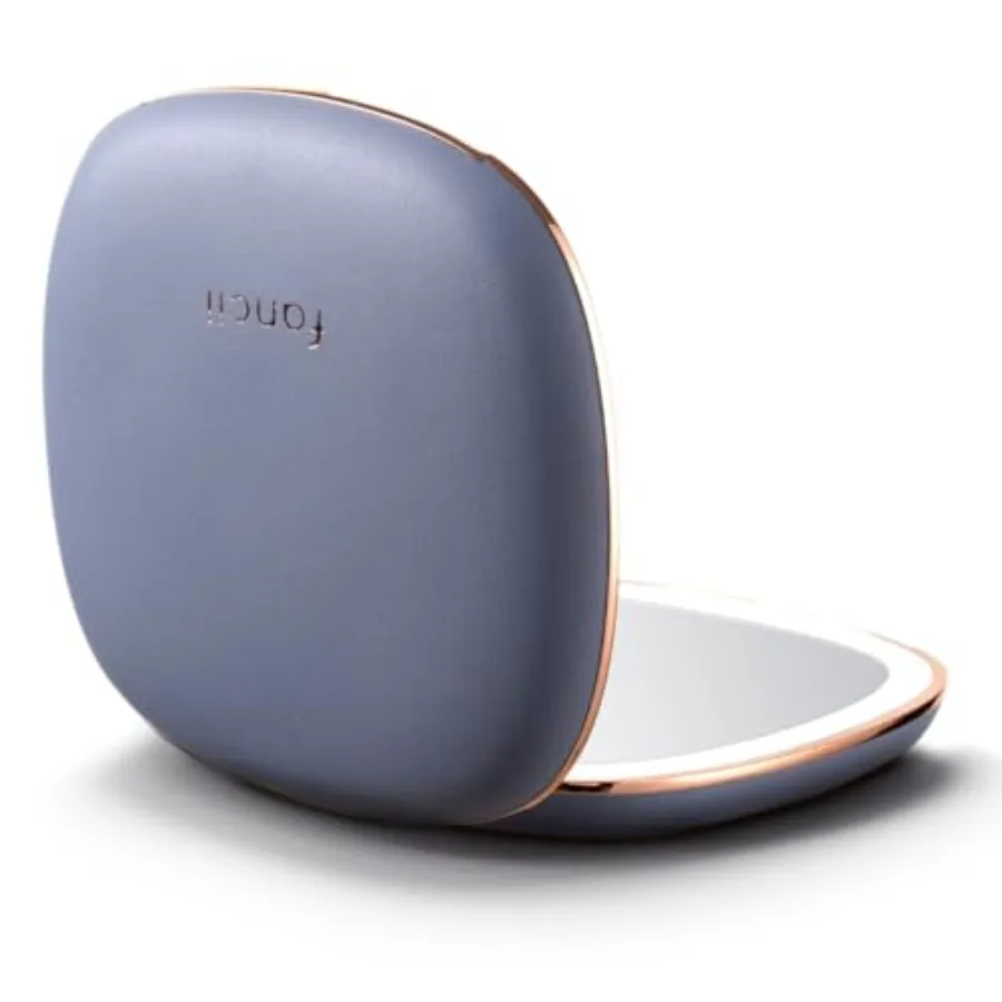 

Mila 2 LED Lighted Compact Makeup Mirror Rechargeable 10x/1x Magnifying Tru-Glow Light System Vegan Leather Small Travel Mirror