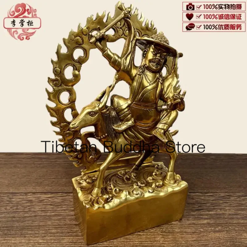 22cm Nepalese Esoteric Pure Copper Sheep Riding Protector Dan Jian Protector Tibetan Buddha Statue Ornament