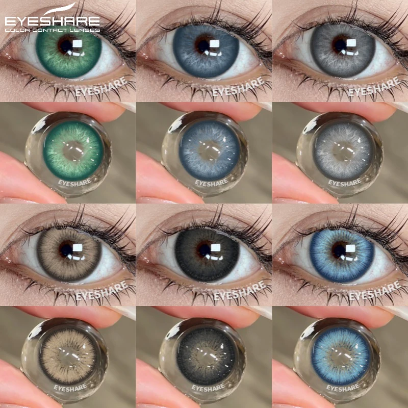 EYESHARE 1 Paar Farbige Kontaktlinsen für Augen Blaue Kontaktlinsen Graue Schönheits-Pupillen Braune Make-up-Linsen Grüne Kontaktlinsen
