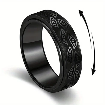 Anti Stress Edelstahl Spinner Ringe Für Männer Geschnitzte Dämon Auge Drehbare Zappeln Angst Joint Ring Schmuck Bague Homme