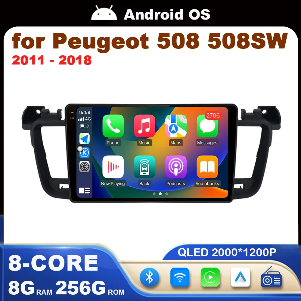 

Split Screen Carplay GPS Navi 4G for Peugeot 508 508SW 2011 - 2018 Android System WiFi BT Car Video Multimedia Player Auto Tools