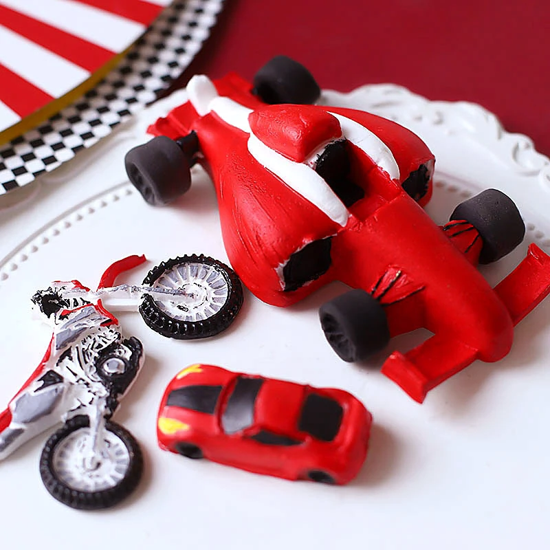 3d Large Sports Car Baking Cake Silicone Mold Motorcycle Bicycle Collection Fondant Chocolate Mold Cake Decoration Accessories