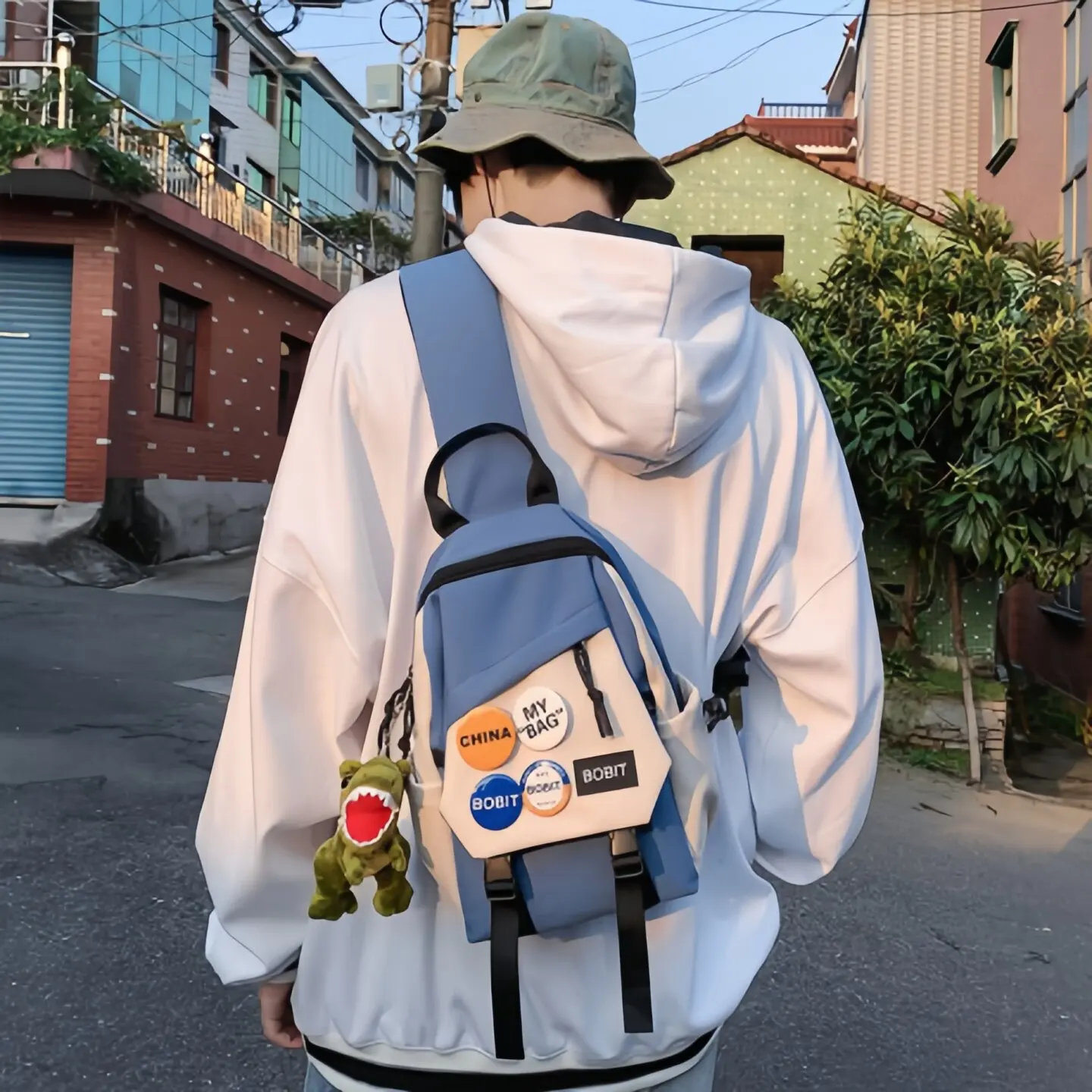 カジュアルスタイルの男性用クロスボディバッグ-軽量ストリートトレンドショルダーバッグ-アウトドア旅行に最適な斜め掛けバッグ-学生向け