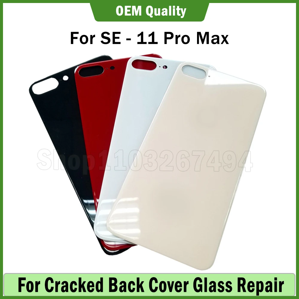 

10pcs Large Hole Back Glass Replacement For 11 Pro XS Max XR 8 Plus Cracked Rear Back Glass Battery Cover Repair