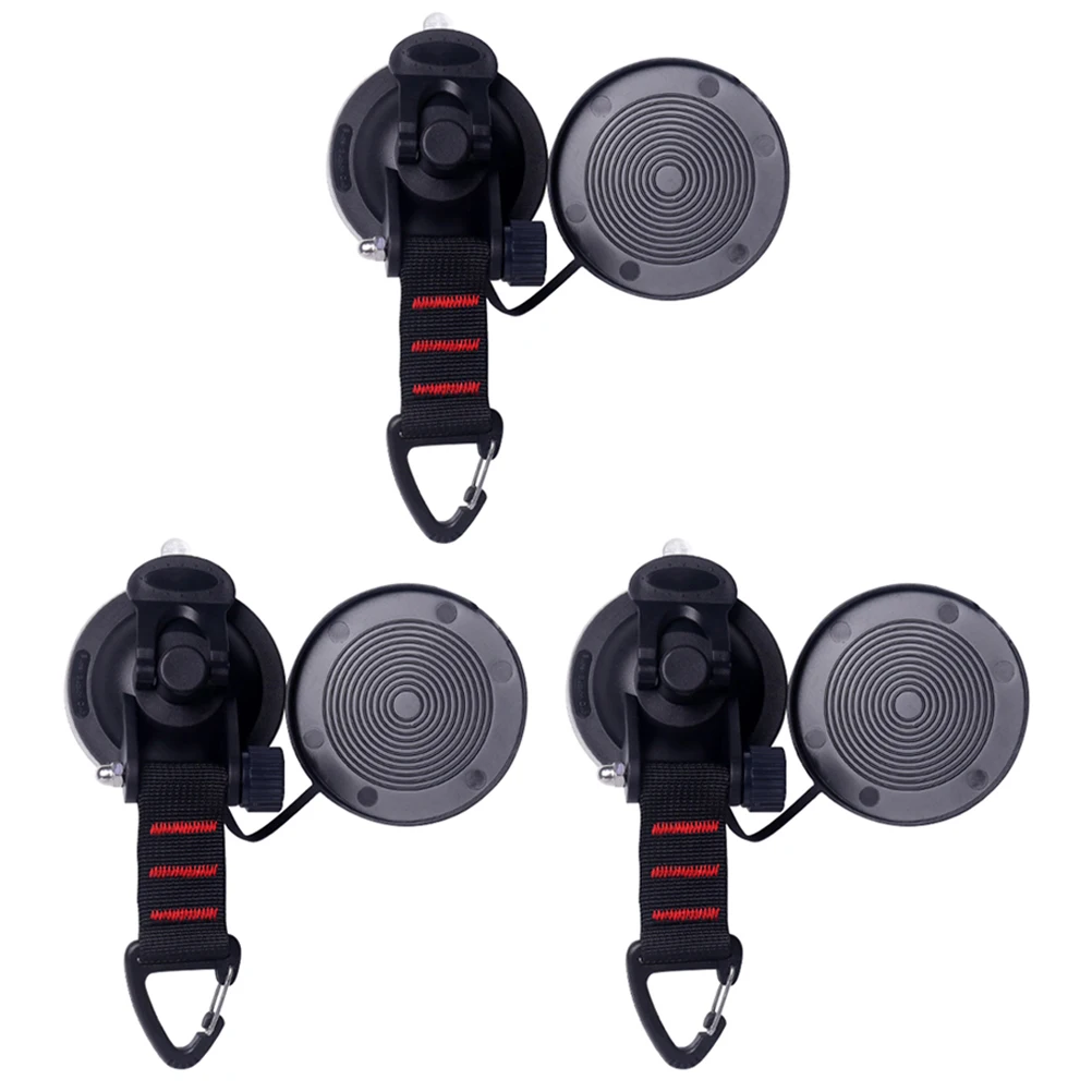 

3pcs Car Tent Hooks Black Heavy Duty Cup Multifunctional Outdoor Camping Gear for Vehicle Tent Glass Metal Wall Mounting