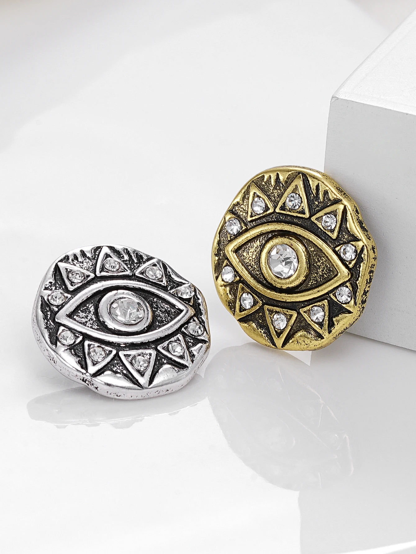 

10/50 шт./упак., 21 мм рельефные глаза в стиле ретро, инкрустированные стразами, металлические швейные пуговицы, швейные аксессуары для пуговиц для одежды