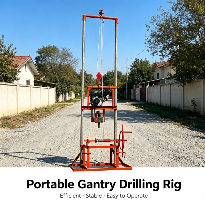 Customized Orchard Gantry‑frame Water Well Drilling Rig, Portable Drilling Machinery for Irrigation Water Supply