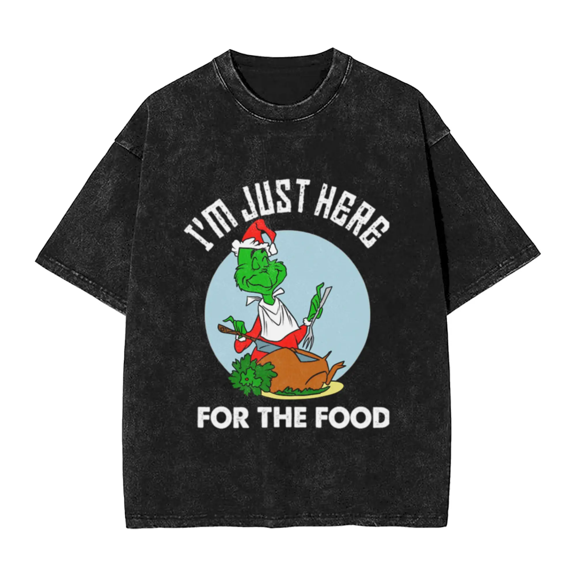 I m just here for the food Gift For Men and Women  Gift For Fans  Gift Day  Stylish A Washed T Shirt Oversized Cotton Tees Tops