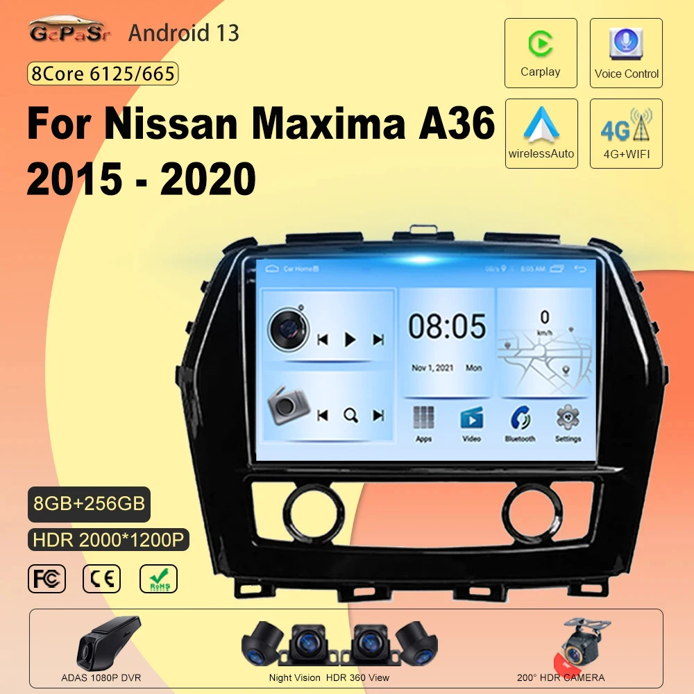 Android 13 For Nissan Maxima A36 2015 - 2020 Stereo Auto Radio BT 2din DVD Multimedia Player Navigation GPS No 2din DVD 5G Wifi