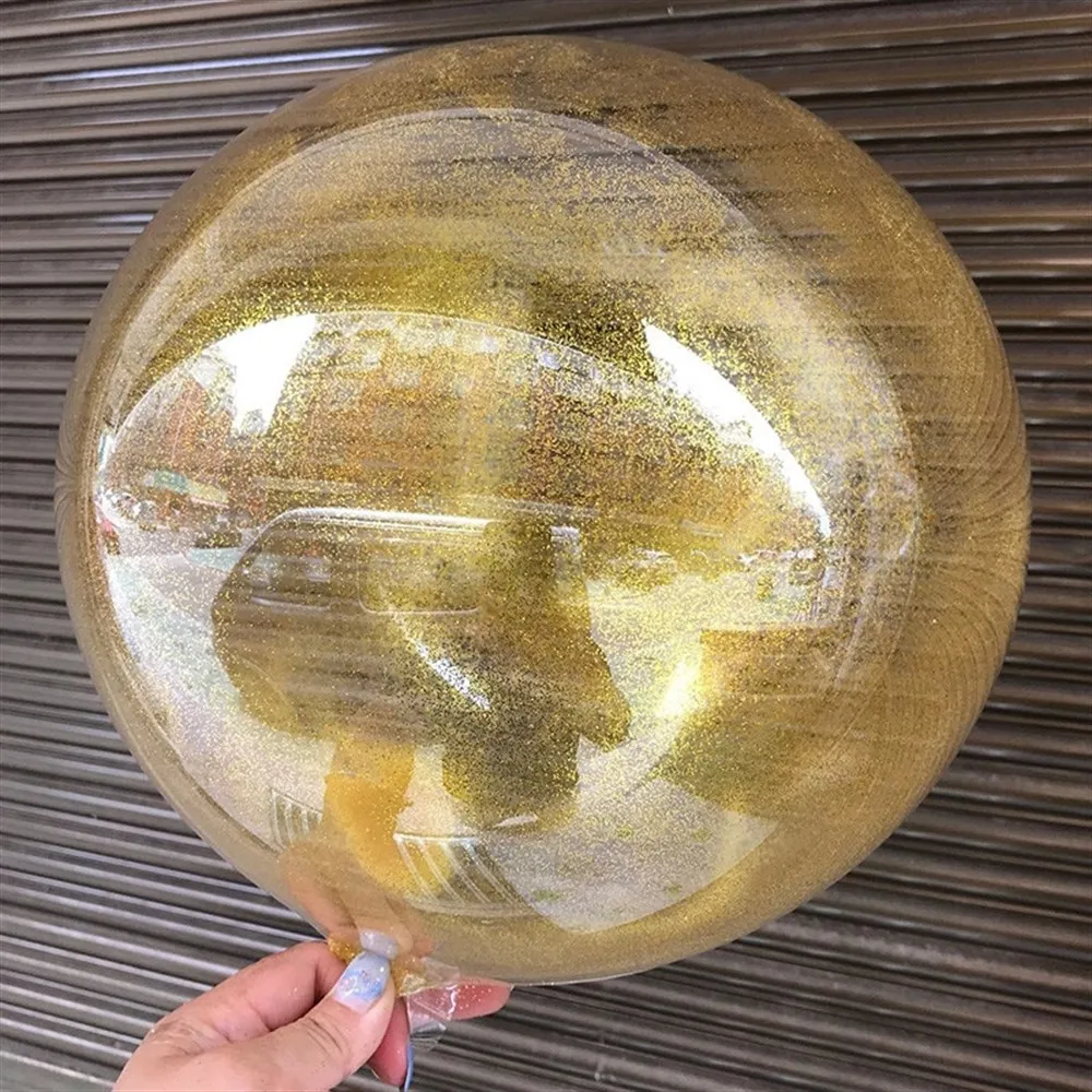 Gold silvery round transparent balloon 24 inch