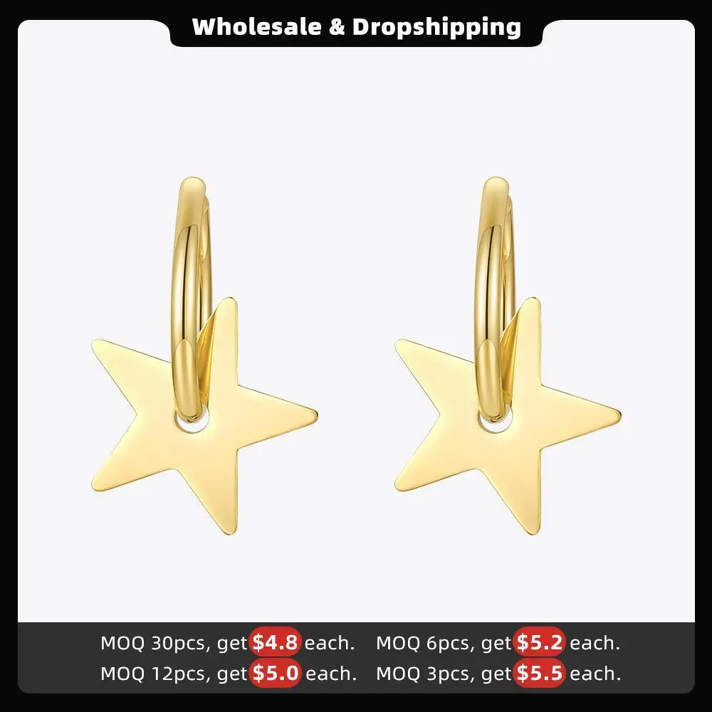 ENFASHION Star Dangle Earring Gold Color Geometric Earrings 2021 Fashion Jewelry Stainless Steel Pendientes Mujer Gift E211238