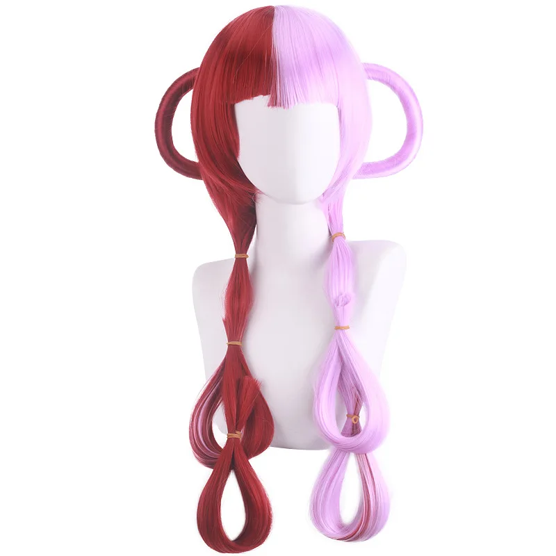 Synthetic Red Cosplay Wig Child U-ta Inspired Carnival Party Costume Fiber Hair Anime Game Roleplay Styled Wigs for Kids