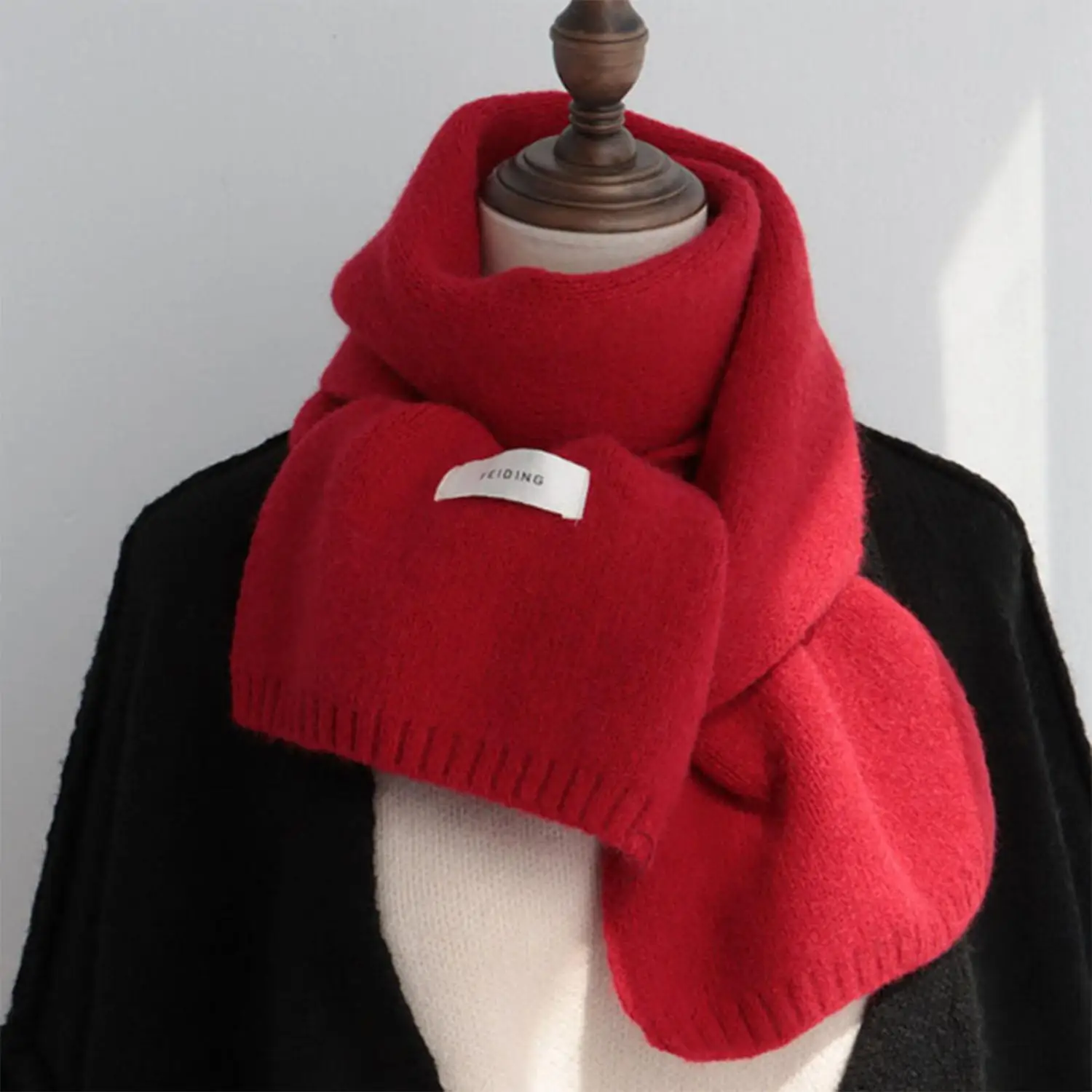 

Versatile Warm Scarf for Autumn and Winter Simple Solid Color Woolen Scarf Men Women Knitting Wool Fastener Thermal Neck Warmer