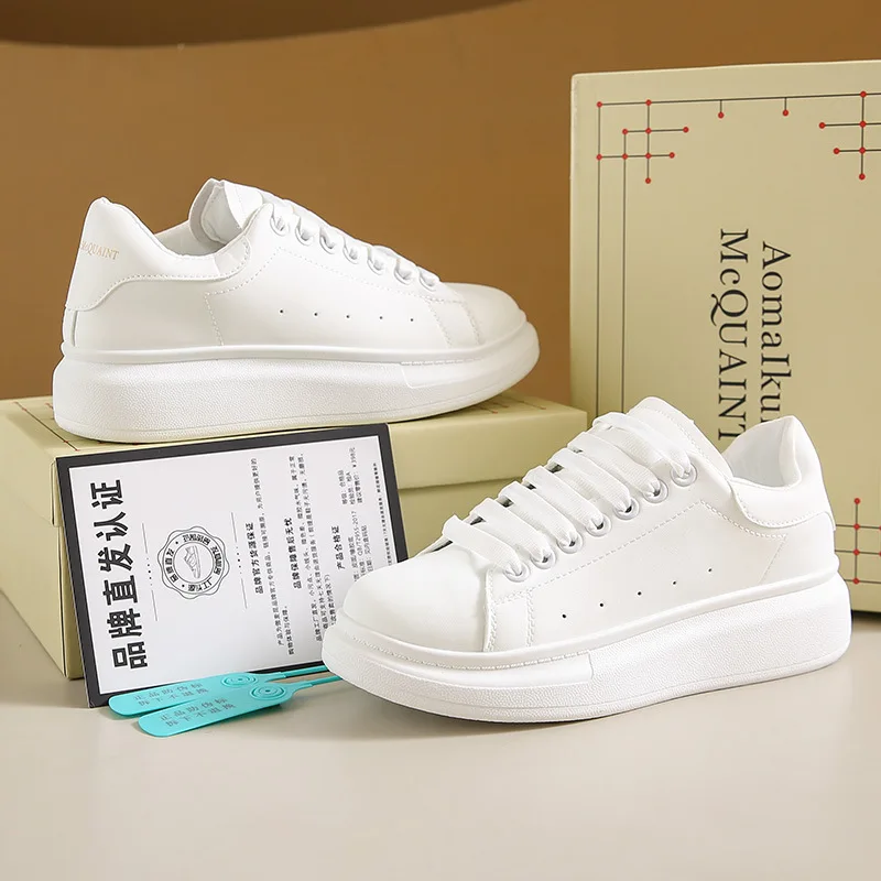 McQueen Little White Shoes Male And Female Students Commuting For Office Workers Easy Matching Casual And Trendy Sports Shoes