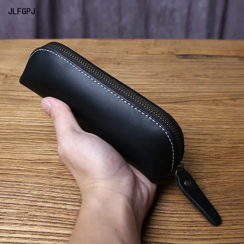 

Long Men's Genuine Leather Glasses Bag Top Layer Cowhide Retro And Simple Pen Bag Multifunctional Coin Purse