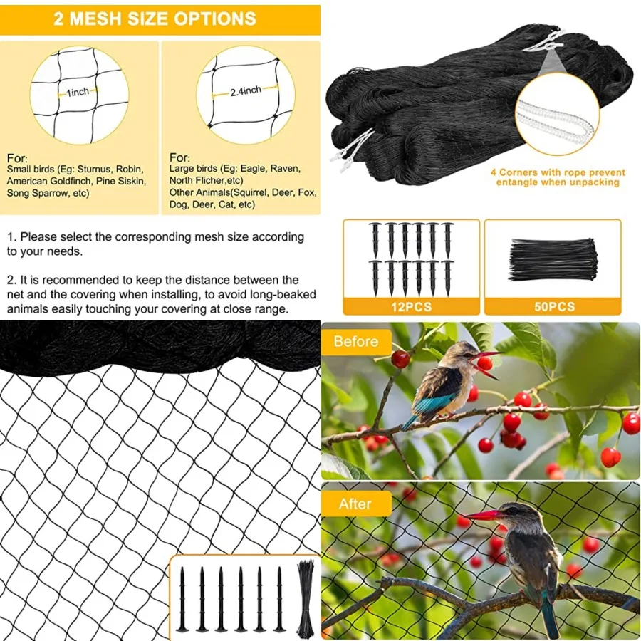 

Bird Nets 25'x100' with 1" Mesh Nylon Poultry Netting Heavy Duty Aviary Net Chicken Coop Netting, Garden Netting Deer Fence for