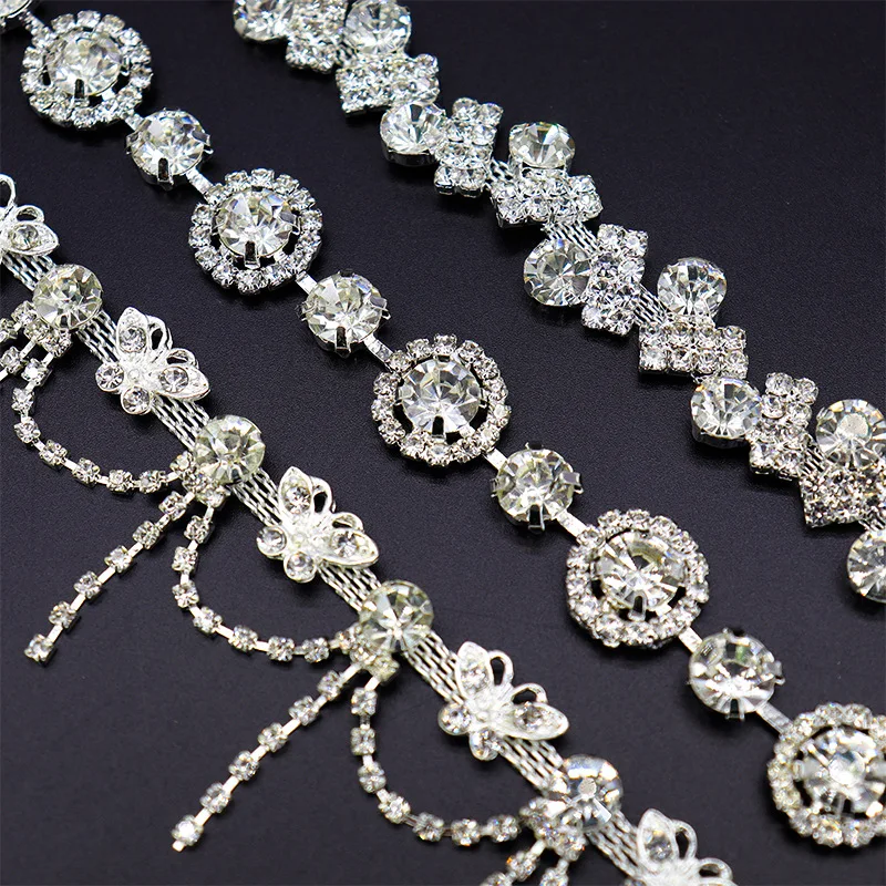 1 Yard Crystal Rhinestone Chain Trimming Garment Decoration Bling Decorative Rhinestone Chain for Clothing