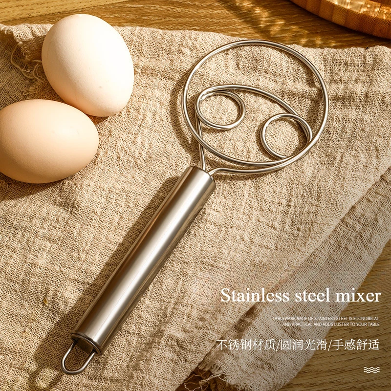 Danish Dough Bread Whisk Stainless Steel Handle Kitchen Baking Tools Pastry Manual Mixer Egg Beater Self Turning Cream Utensils