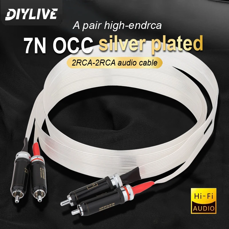 DIYLIVE 7N single crystal copper silver-plated RCA signal cable, CD power amplifier, lotus through-machine HIFI audio cable