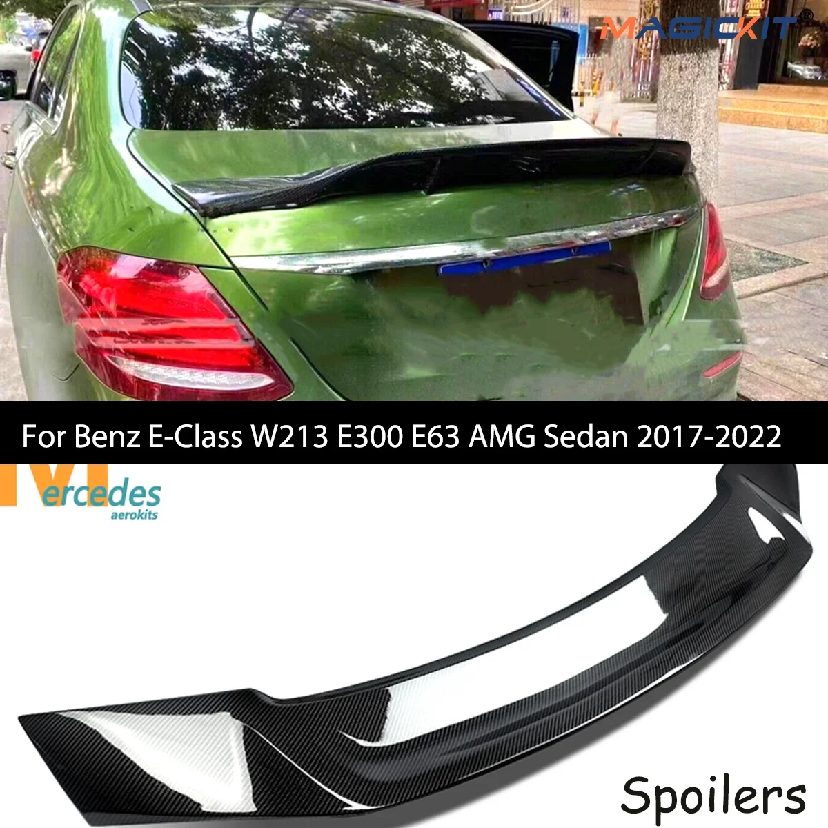 

Carbon Friber Look Trunk Spoiler Wing For Benz E-Class W213 E300 E63 AMG Sedan 2017-2022 Rear Spoiler Car Accessories