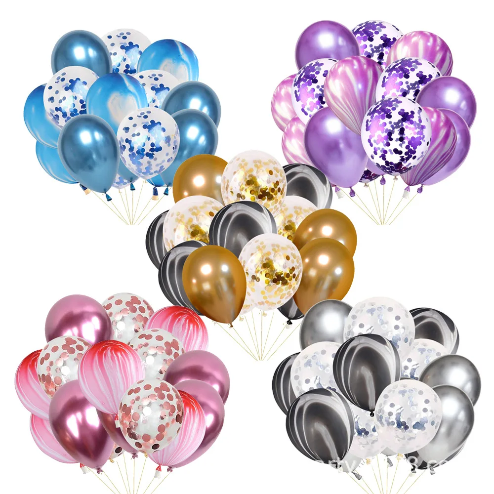 Fato balão de lantejoulas de metal ágata, casamento, balão de aniversário infantil, dia dos namorados, 12 