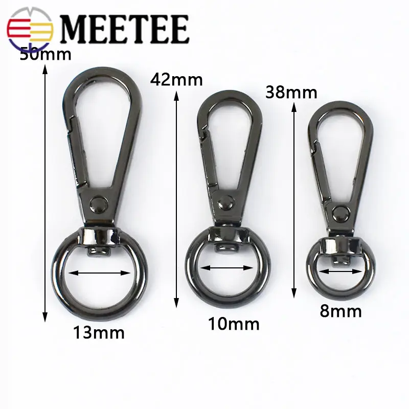 5/10/20Pcs Metal Lobster Clasp 8/10/13mm Keychain Swivel Hooks Webbing Strap Clips Buckle Bag Connector DIY Hardware Accessories