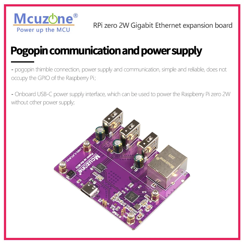 RPi0 3U1GE, Raspberry pi zero2 W Gigabit Ethernet placa de expansión, USB a Ethernet, USB HUB, RJ45, typec, estuche