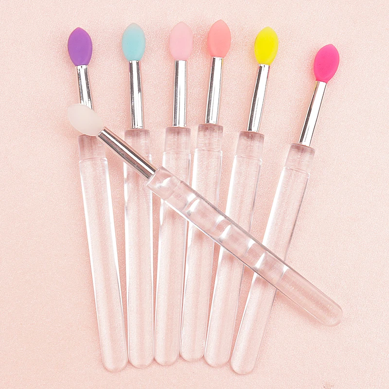 10 個ソフトシリコーンリップブラシ口紅アプリケーター透明ハンドルクリーンマイクロブラシリップグロス化粧ブラシ美容サロンツール