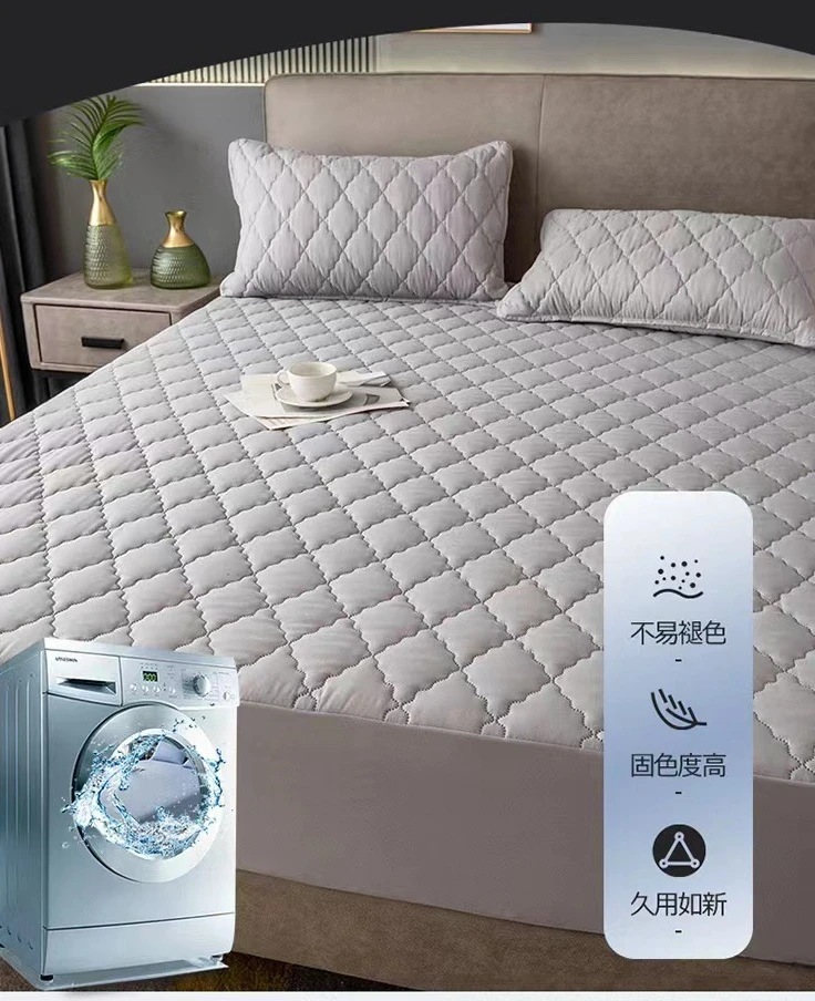 Waterproof Throw Mattress Cover Bed Fitted Sheet Mattress Protector Single/Double/140/160 Muti Size Gray/White