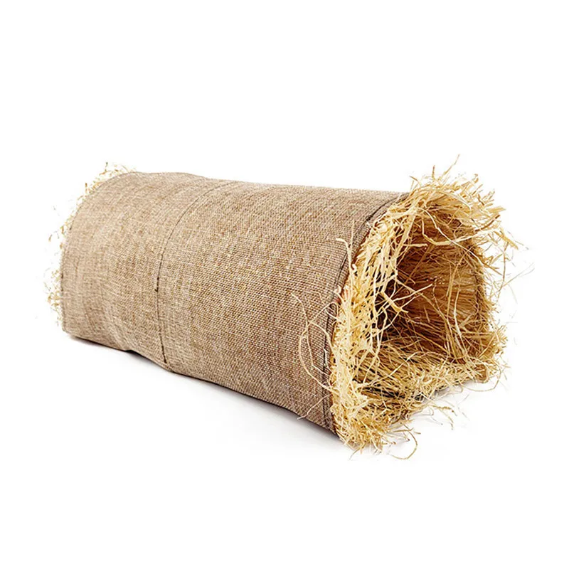 Rabbit Hideaway Toy Grass Straw Bunny Tunnel Hamster Accessories for Guineapig Chinchilla Ferret Rats Rodent Cage