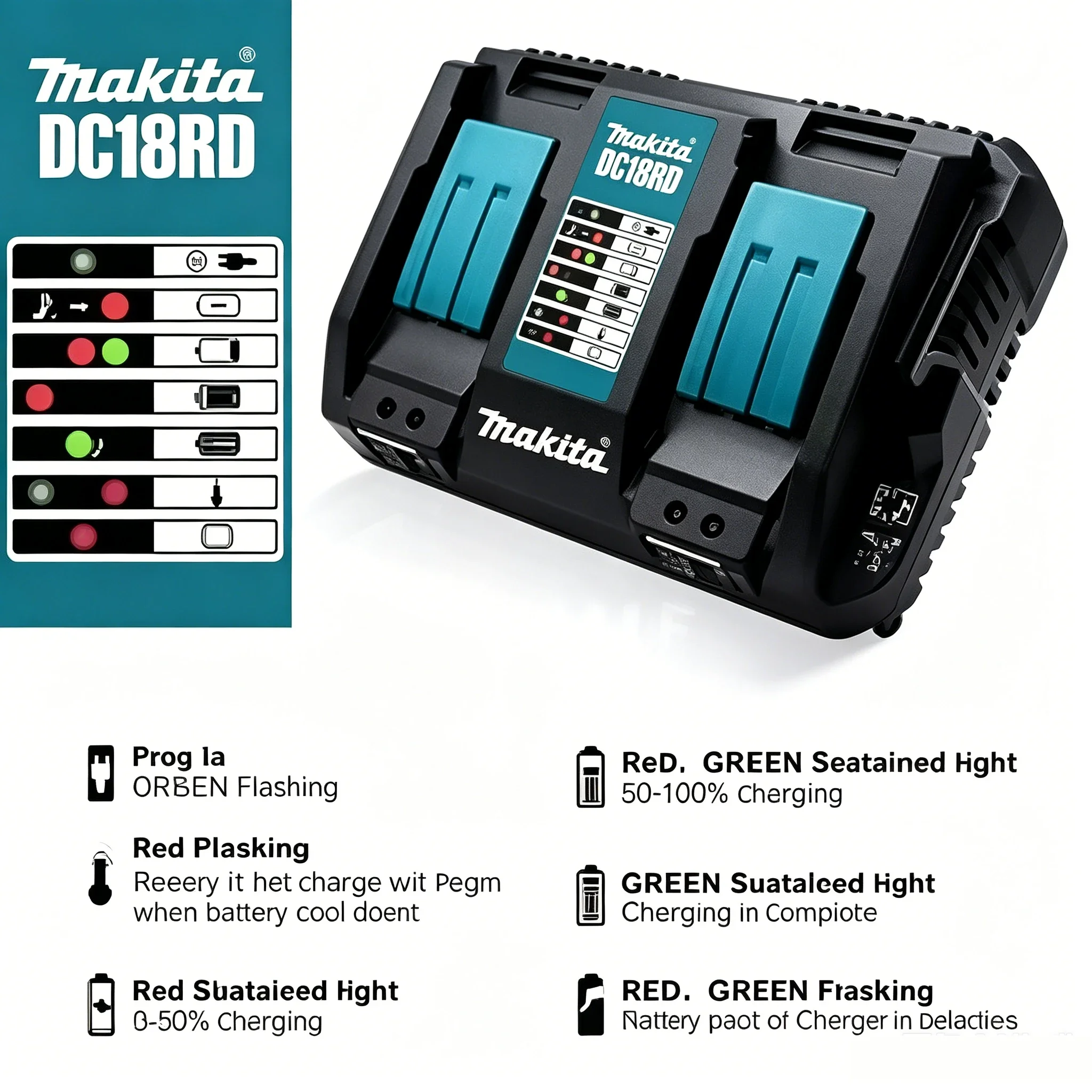 NEW Makita Genuine DC18RC DC18SD DC18WC Battery Charger,18V LXT Li-ion Fast Charger for Cordless Drill Impact Wrench Power Tools