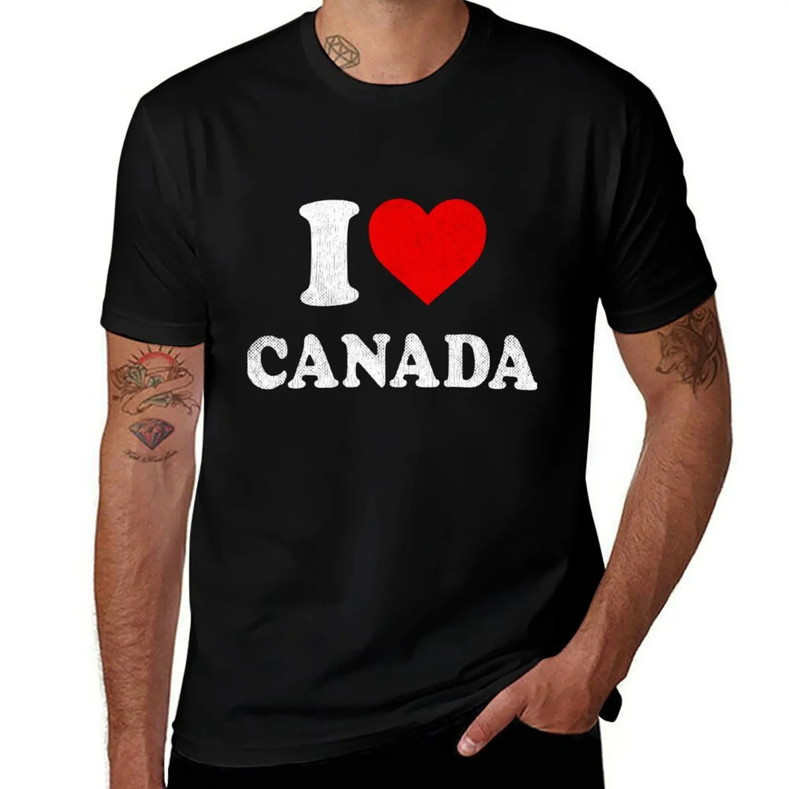 

I Love Canada Tshirt Souvenir I Heart Canada Tee Shirts T-Shirt t shirt man luxury cotton tshirt 100% T-shirt