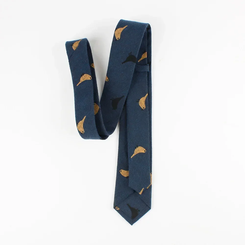 6cm Cotton Ties for Men Wedding Party Tie Slim Gravatas Corbatas Fashion Casual Blue Red Tie Bird  pattern Necktie