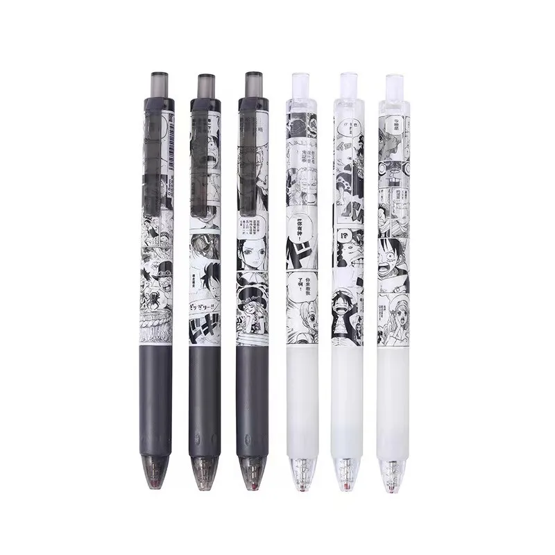 6 Pack Anime One Piece Limited 0.5mm Fountain Pen Luffy Zoro Nami Student Gel Pen School Office Stationery Manga Style