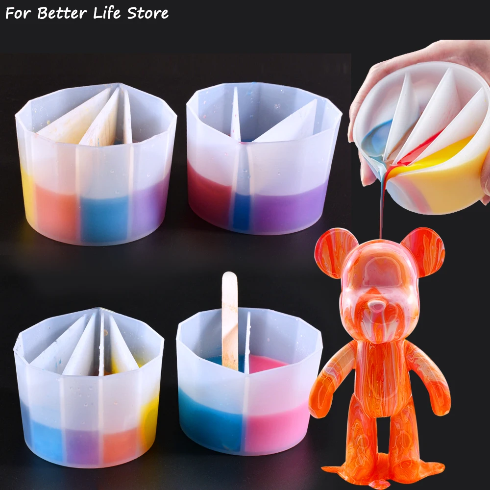 

DIY Acrylic Paint Resin Mold Mixing Color Pigment Diversion Cup Fluid Art Dividing Cup Jewelry Making Tool Silicone Reusable
