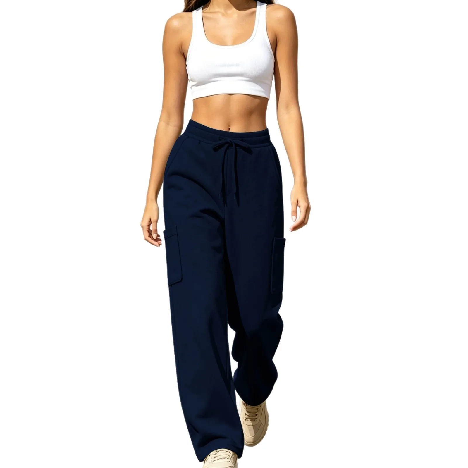Straight Leg Relaxed Fit Pants Individual Streetwear with Patchwork Construction Mid Rise Waist Workwear Autumn Women Pants