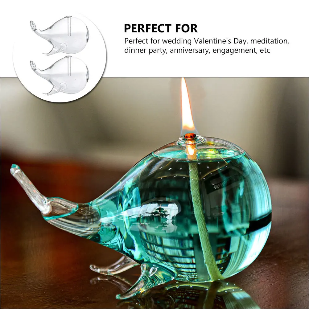 

2Pcs Whale Shape Glass Oil Lamp Decorative Light Romantic Home Office Wedding Party Desktop Vintage Oil Lamps