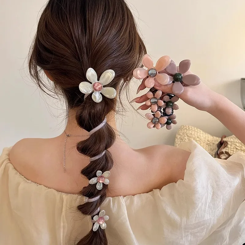 

1pc Pearl Flower Bubble Braid Phone Line Hairband Head Rope Female New High end Ins StraightBraid Artifact Hair Accessories New