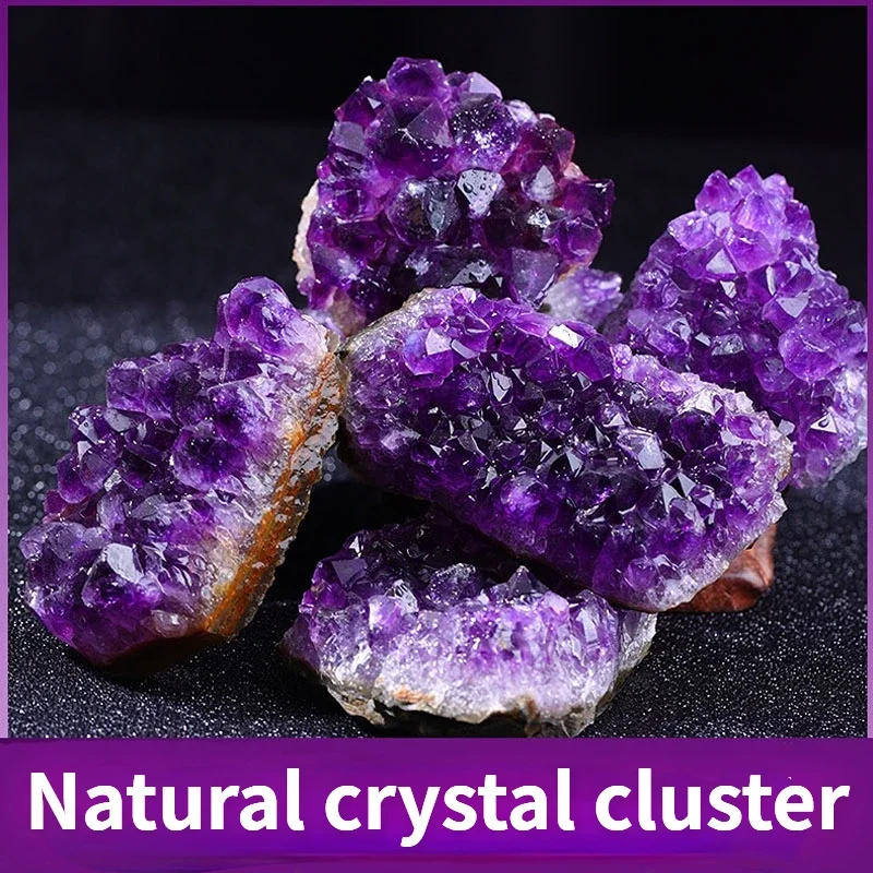 Natural Crystal Raw Ore Specimen Amethyst Cluster Ornaments Geode Piece Amethyst Block Demagnetization Decoration Craft Figurine