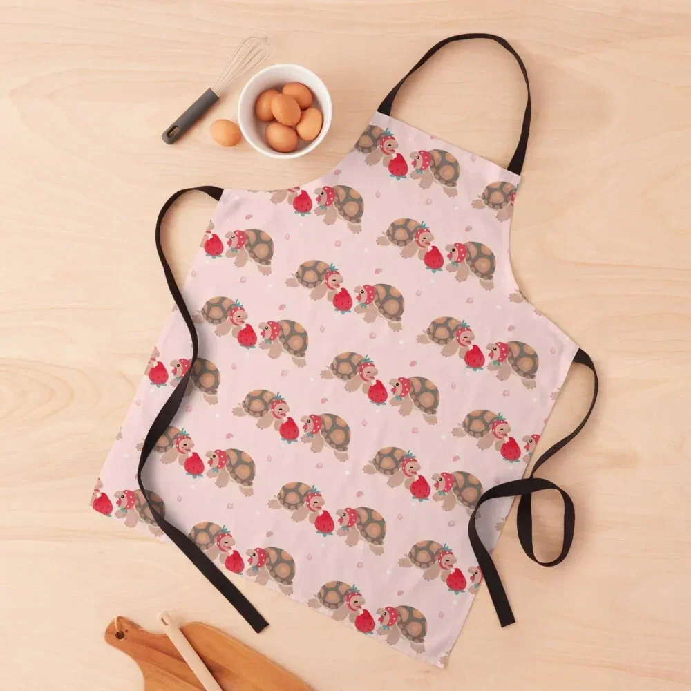 Tortoises love strawberries Apron Cleaning Products For Home Waterproof Apron