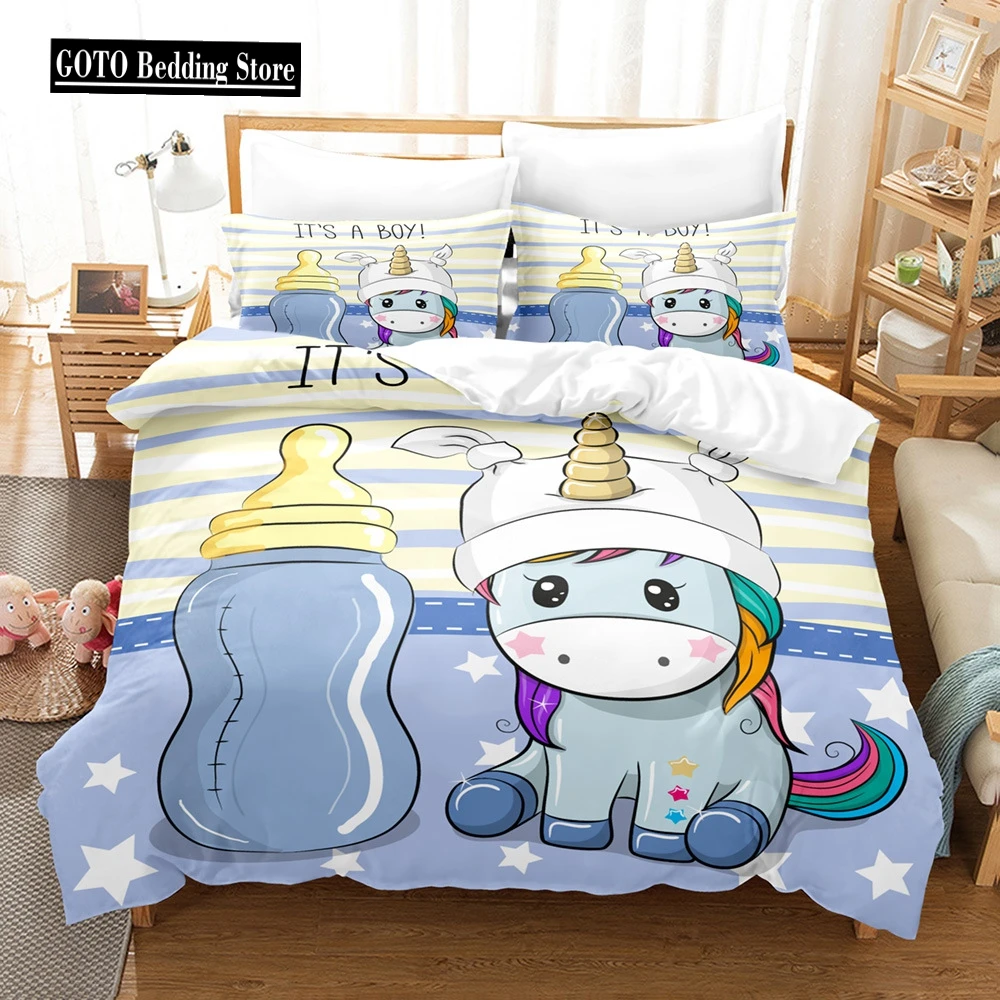 

Unicorn Bedding Set for Kids, Winter Duvet Cover Sets, Twin, Full, Queen, King, Bedroom, Home Textile, Milk Bottle