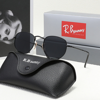 RBsunny Brand Original Sunglasses Square Polarized Men Women UV400 Vintage Metal Thin Frame Driving Glasses Luxury Alloy Eyewear